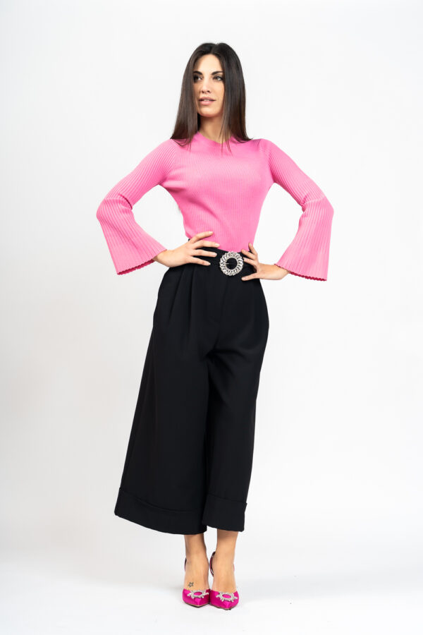 Palazzo trousers with belt
