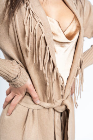Long cardigan with fringes