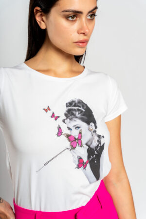 T-shirt farfalla rosa