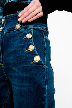 Jeans bottoni oro