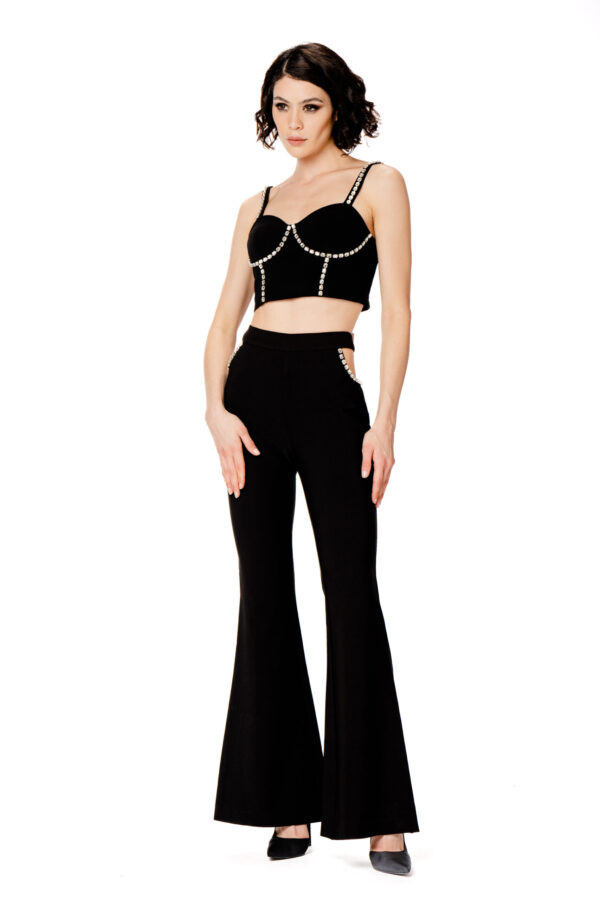 Pantalone cut-out diamanti
