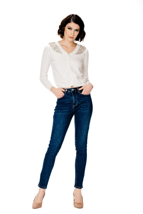 Cardigan scollo diamanti