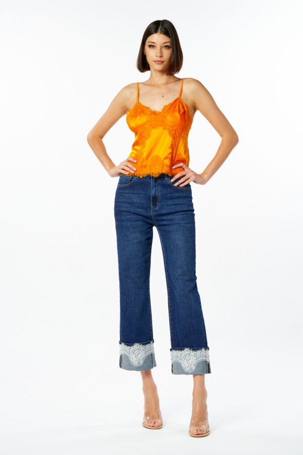 Palazzo jeans with lace