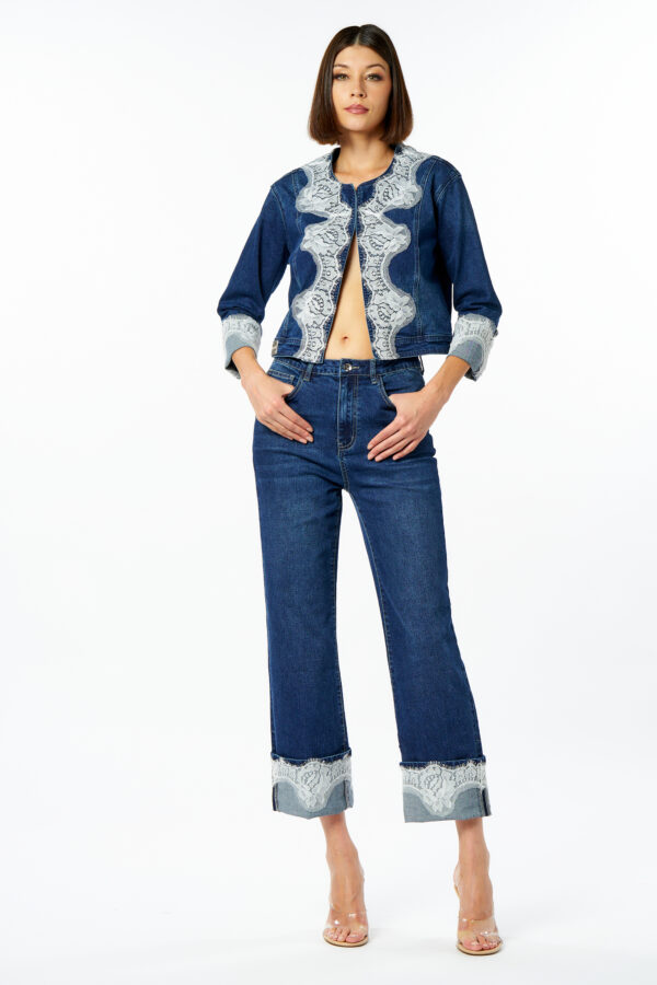 Denim jacket with lace