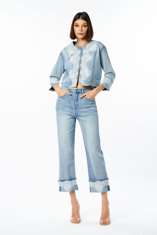 Denim jacket with lace - Image 3