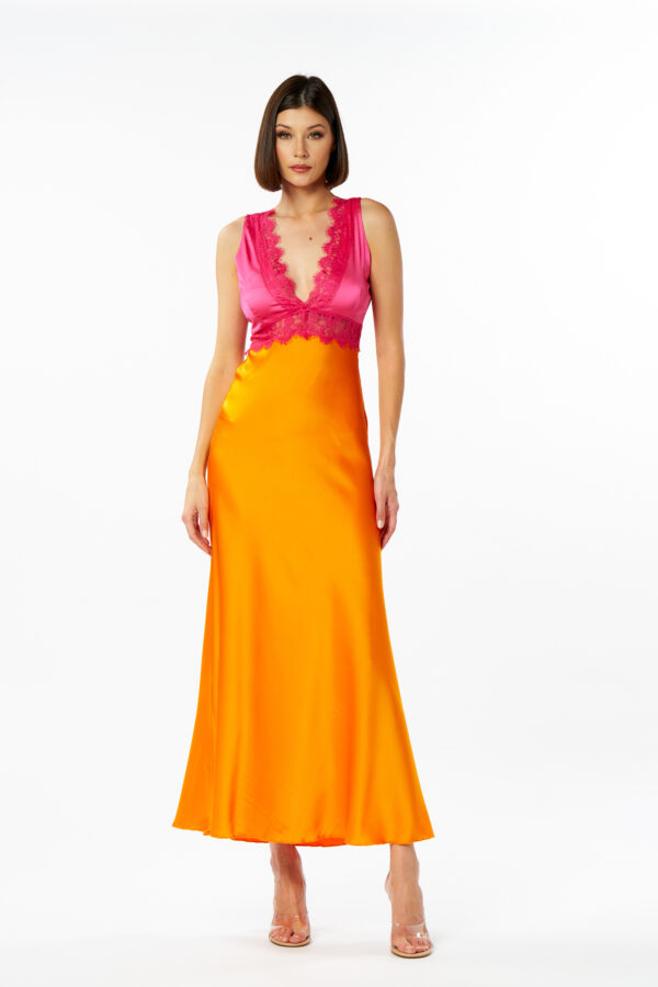 Contrast satin dress