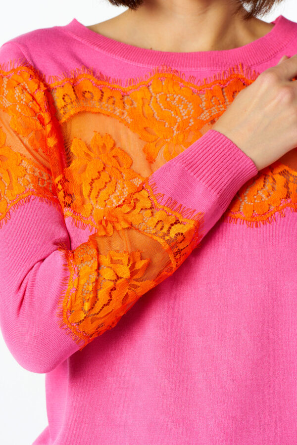 Maglia pizzo contrasto - immagine 4