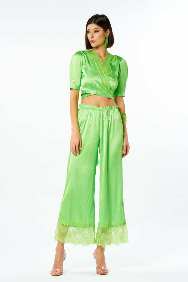 Satin and lace trousers
