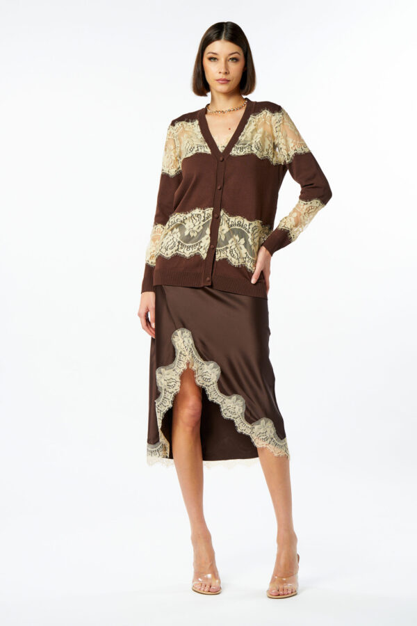 Cardigan pizzo contrasto