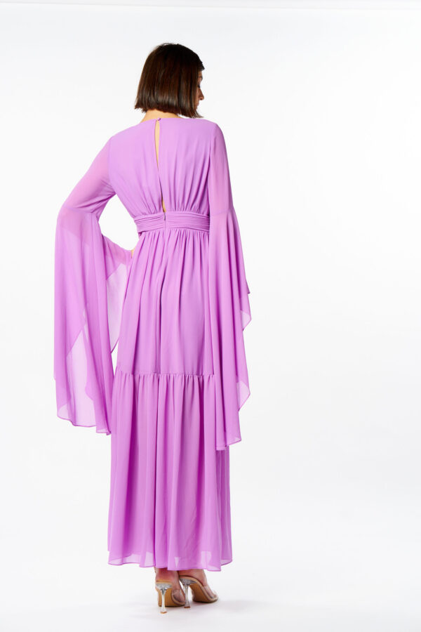 Bat Sleeve Dress With Rose - Image 3