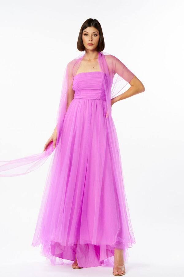 Abito tulle con cintura / stola - immagine 4