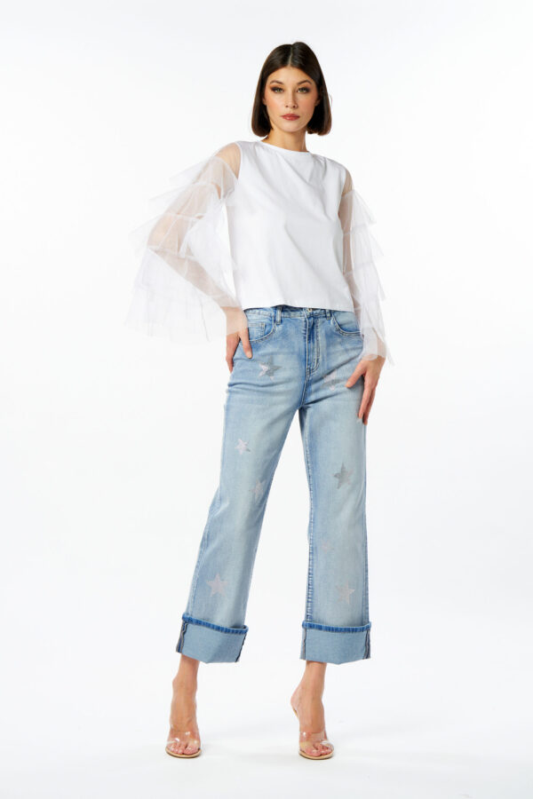 T-shirt maniche tulle