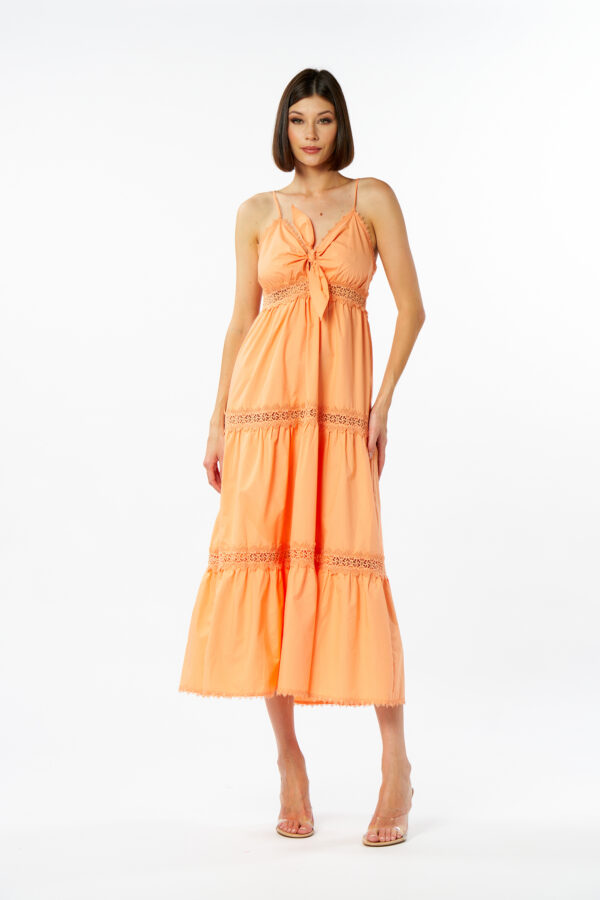 Long Cotton Dress With Bow