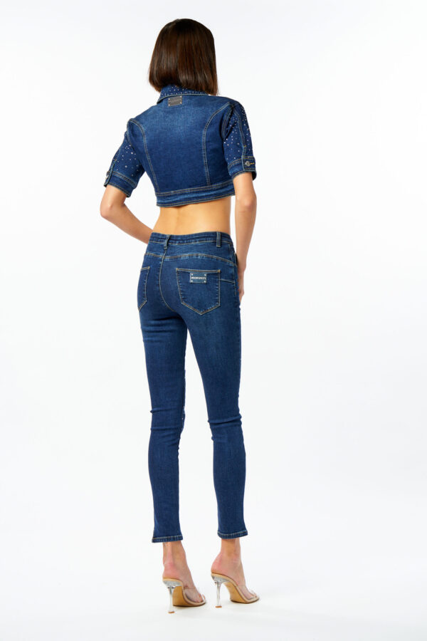 Short Denim Jacket With Diamond Cascade - Image 3