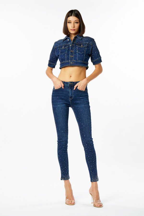 Jeans pushup cascata diamanti - immagine 2
