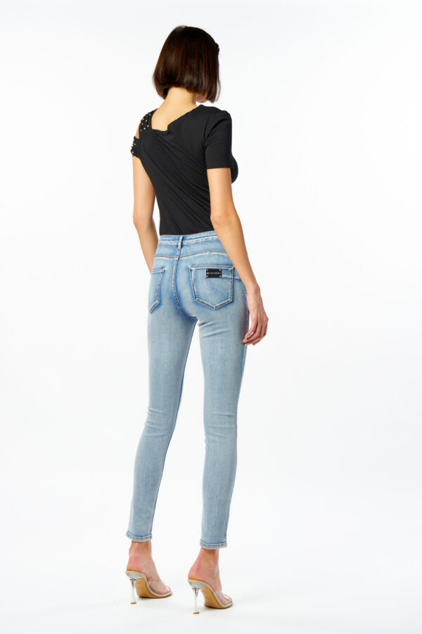 T-Shirt With Diamonds On Shoulder - Image 3