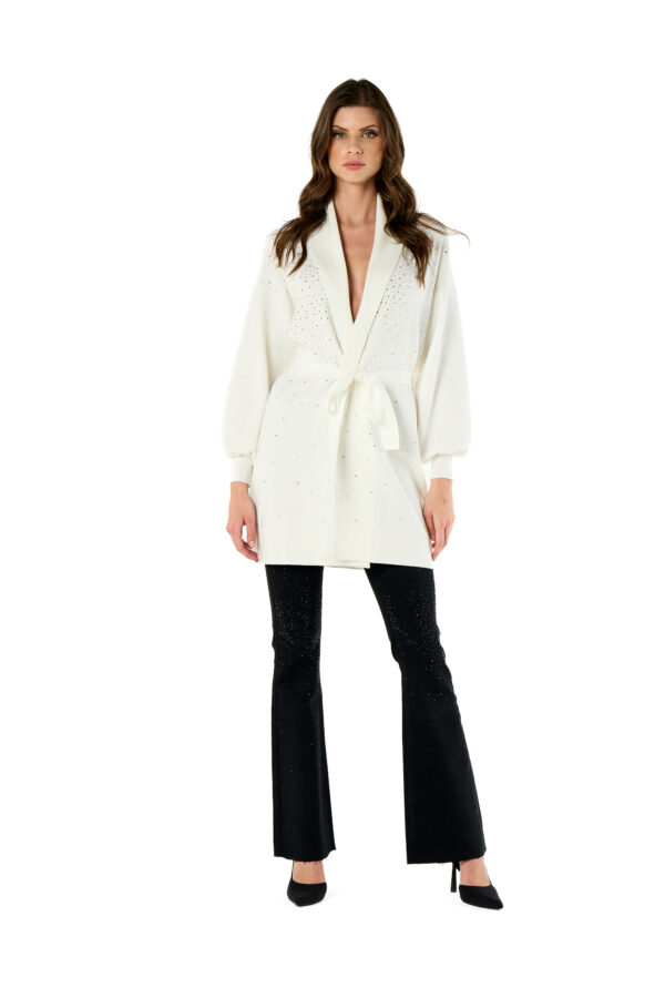Maxi Cardigan With Diamond Cascade