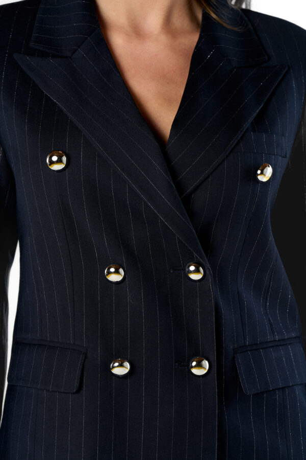 Blazer gessato con riga argento - immagine 4