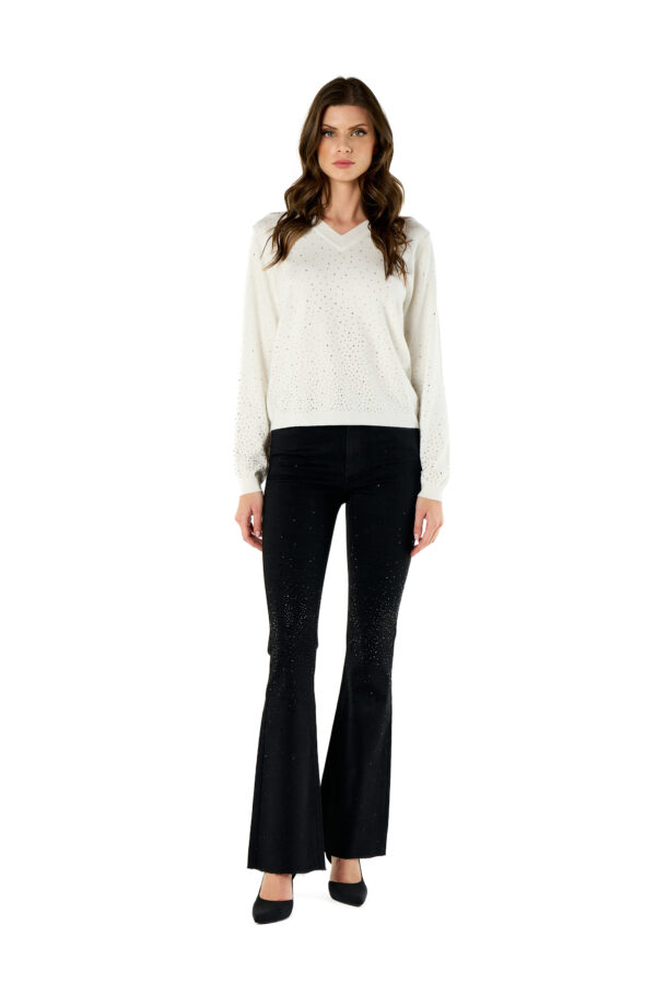 V Sweater With Diamond Cascade