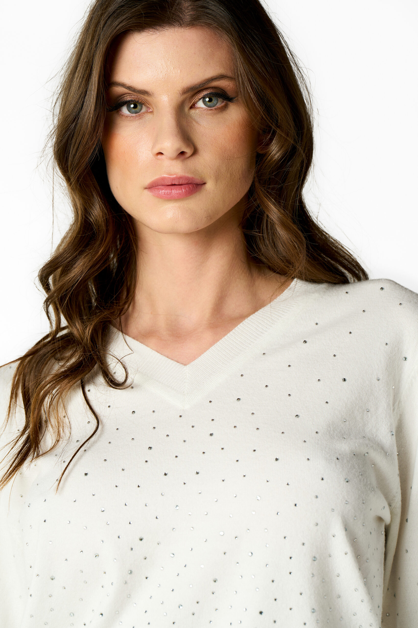 V Sweater With Diamond Cascade - Image 3