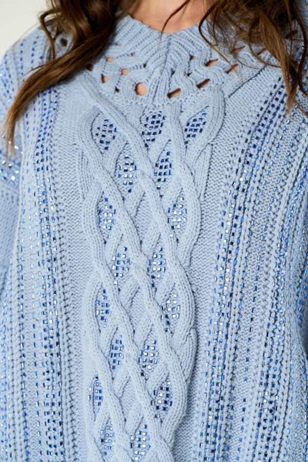 Maglia V trecce e diamanti - immagine 4