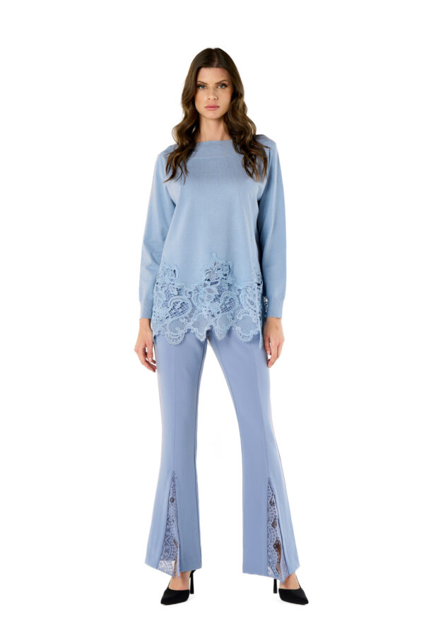Boat Neck Sweater With Lace