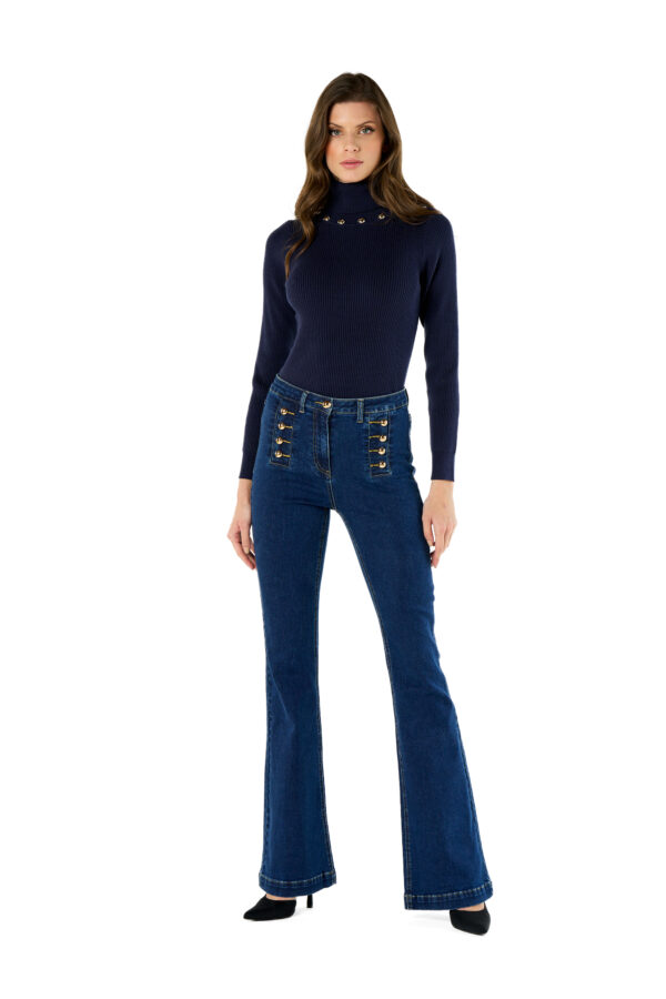 Buttoned Turtleneck Sweater