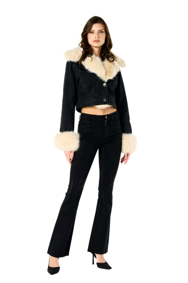 Giubbino jeans con ecopelliccia