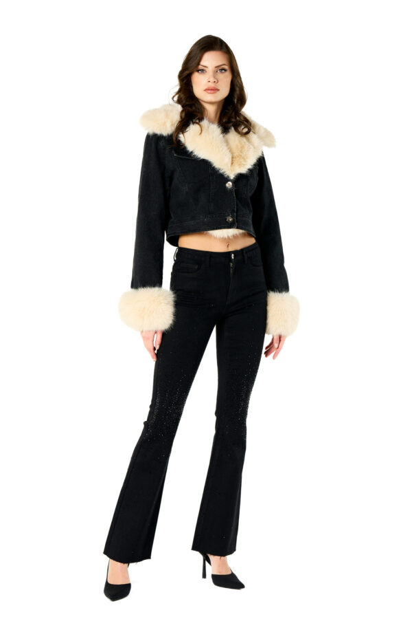Giubbino jeans con ecopelliccia