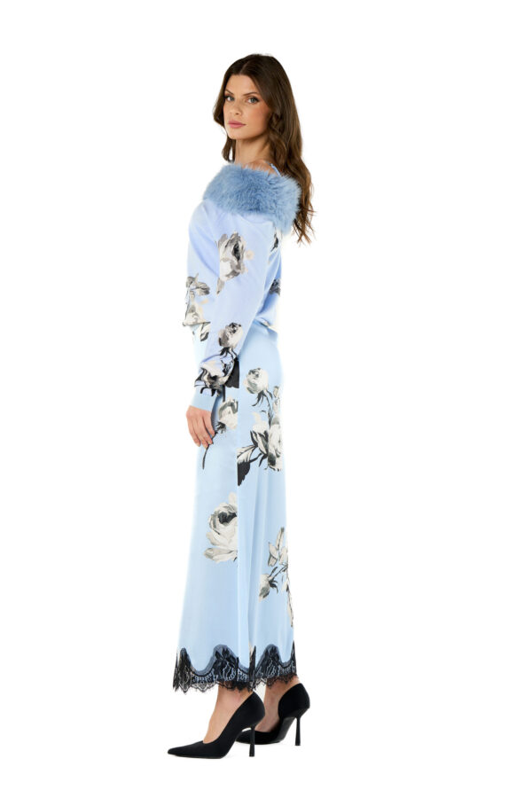 Printed Faux Fur Sweater With Boat Neckline - Image 3