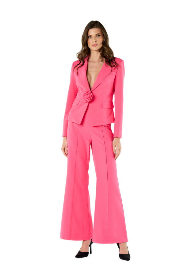 Blazer monopetto con rosa