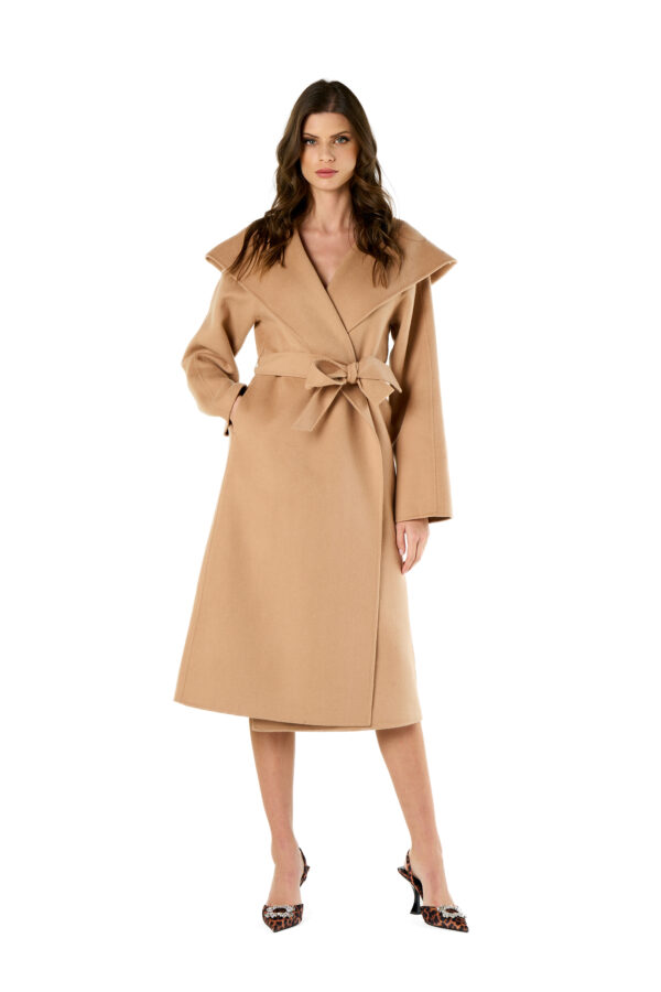 Cappotto misto lana double con cappuccio
