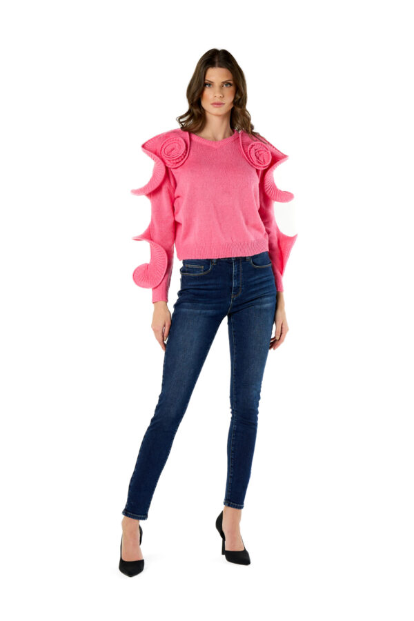 Maglia V con rose - immagine 3
