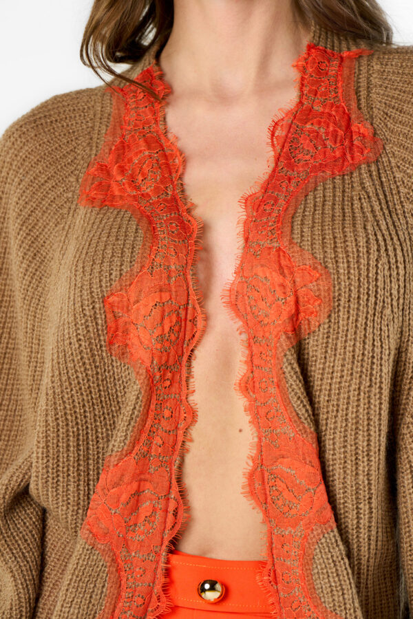 Cardigan pizzo contrasto - immagine 4