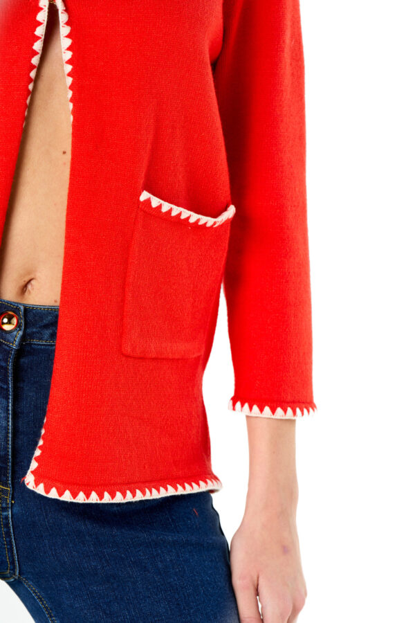 " Maxi Cardigan With Contrast Stitching" - Image 4