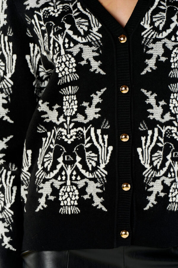Jacquard Patterned Cardigan - Image 4