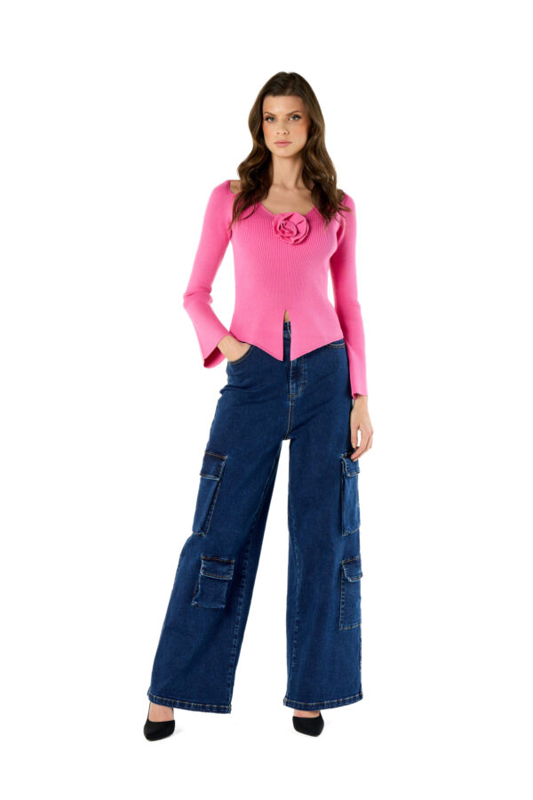 Maglia punte con rosa - immagine 2