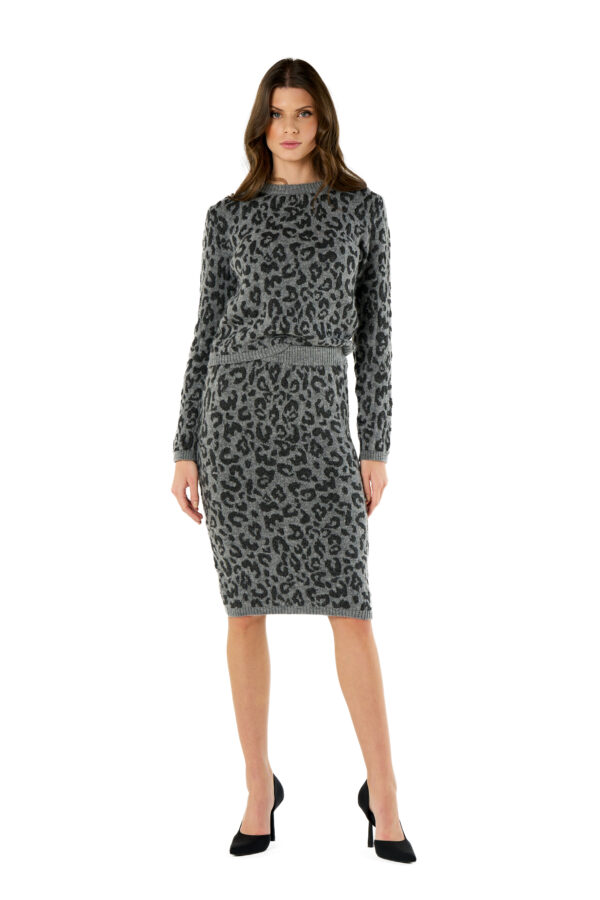 Spotted Jacquard Knit Crewneck