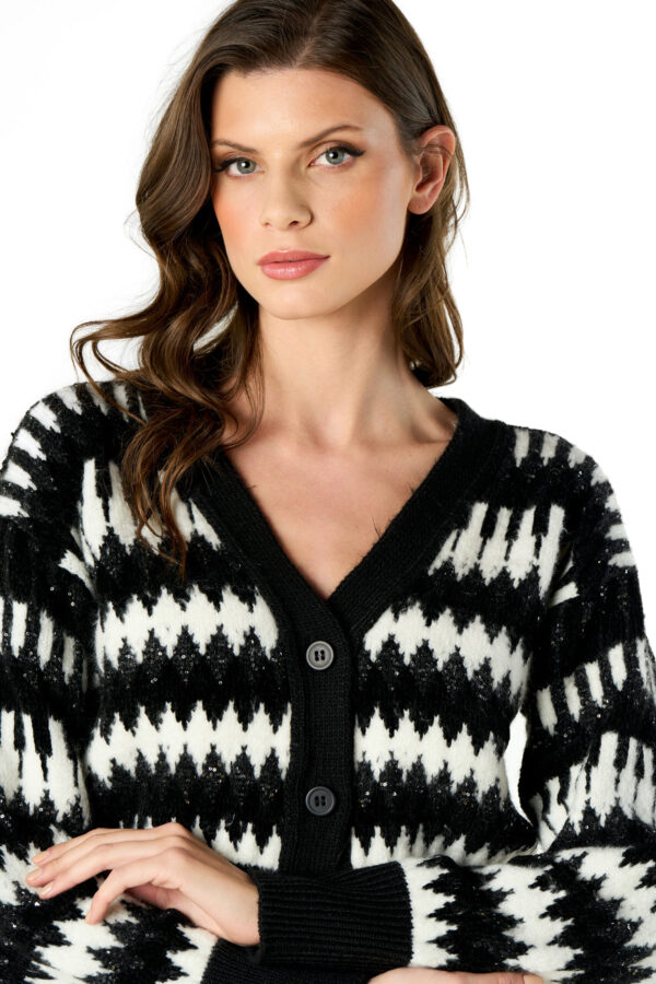 Cardigan jacquard geometrico - immagine 4
