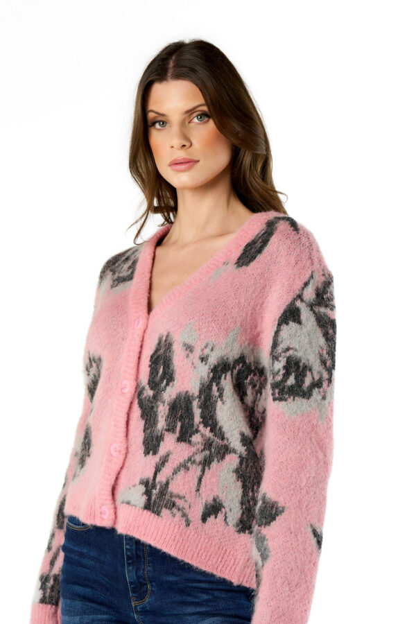 Cardigan jacquard rose - immagine 3