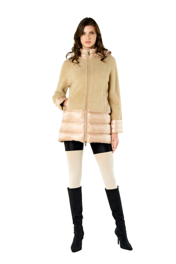 Cappottino lungo maglia e piuma