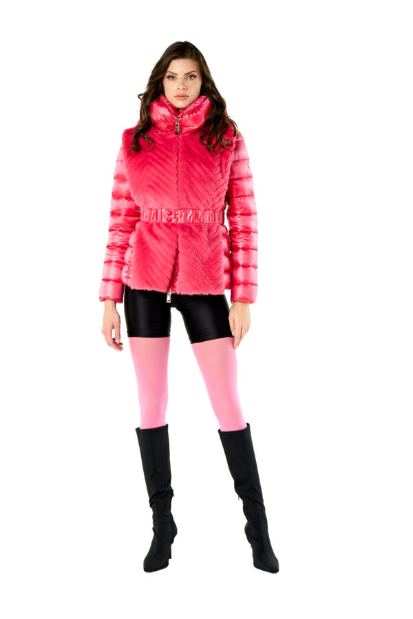 Down Jacket With Faux Fur Vest
