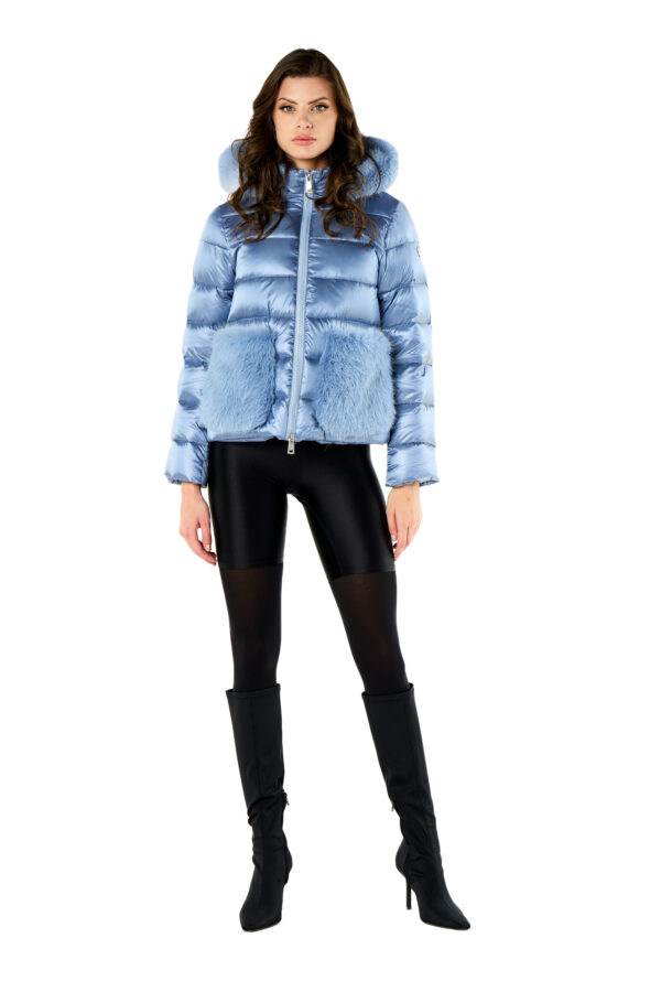 Down Jacket With Fur Pockets