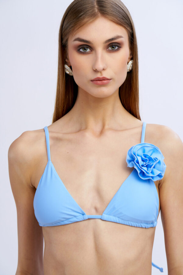 Bikini triangolo con rosa - immagine 3