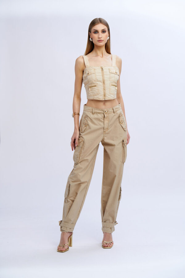 Solid Cargo Pants - Image 4