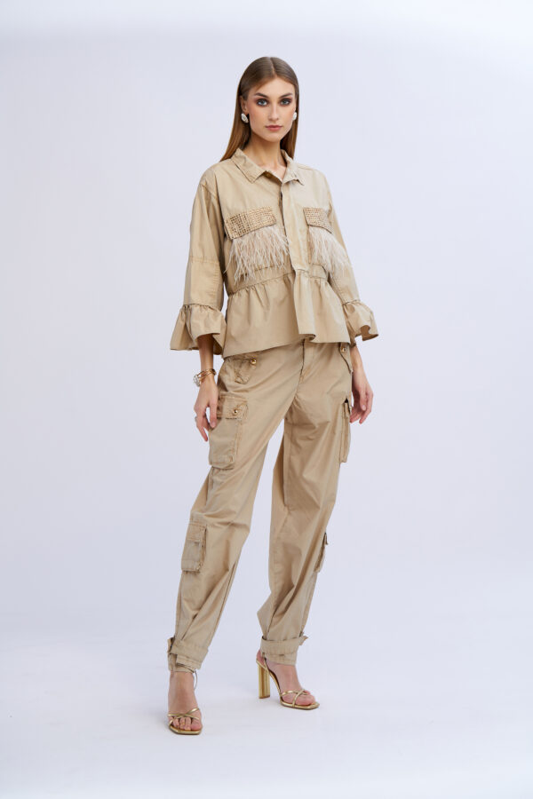 Cotton Jacket with Ruffles