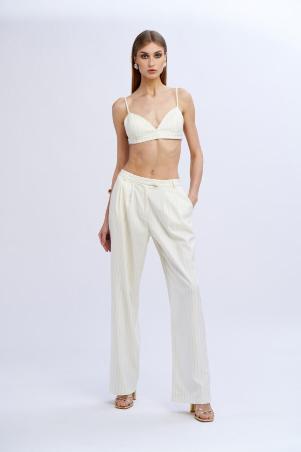 Pinstriped Pleated Trousers