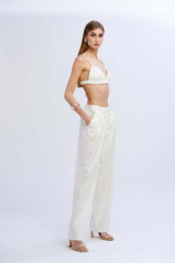 Pinstriped Pleated Trousers - Image 5