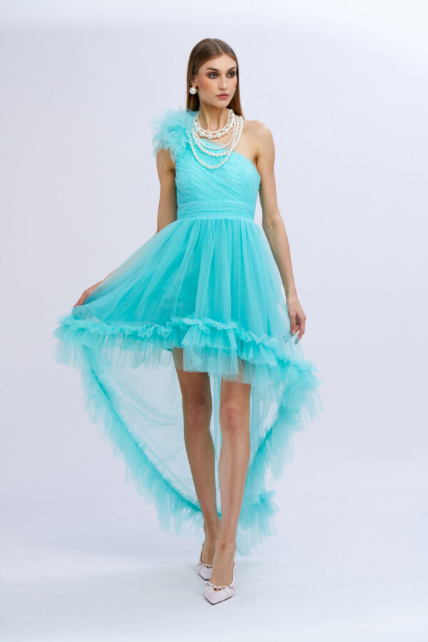 Abito tulle rouches su spalla - immagine 4