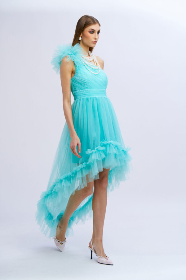 Abito tulle rouches su spalla - immagine 5